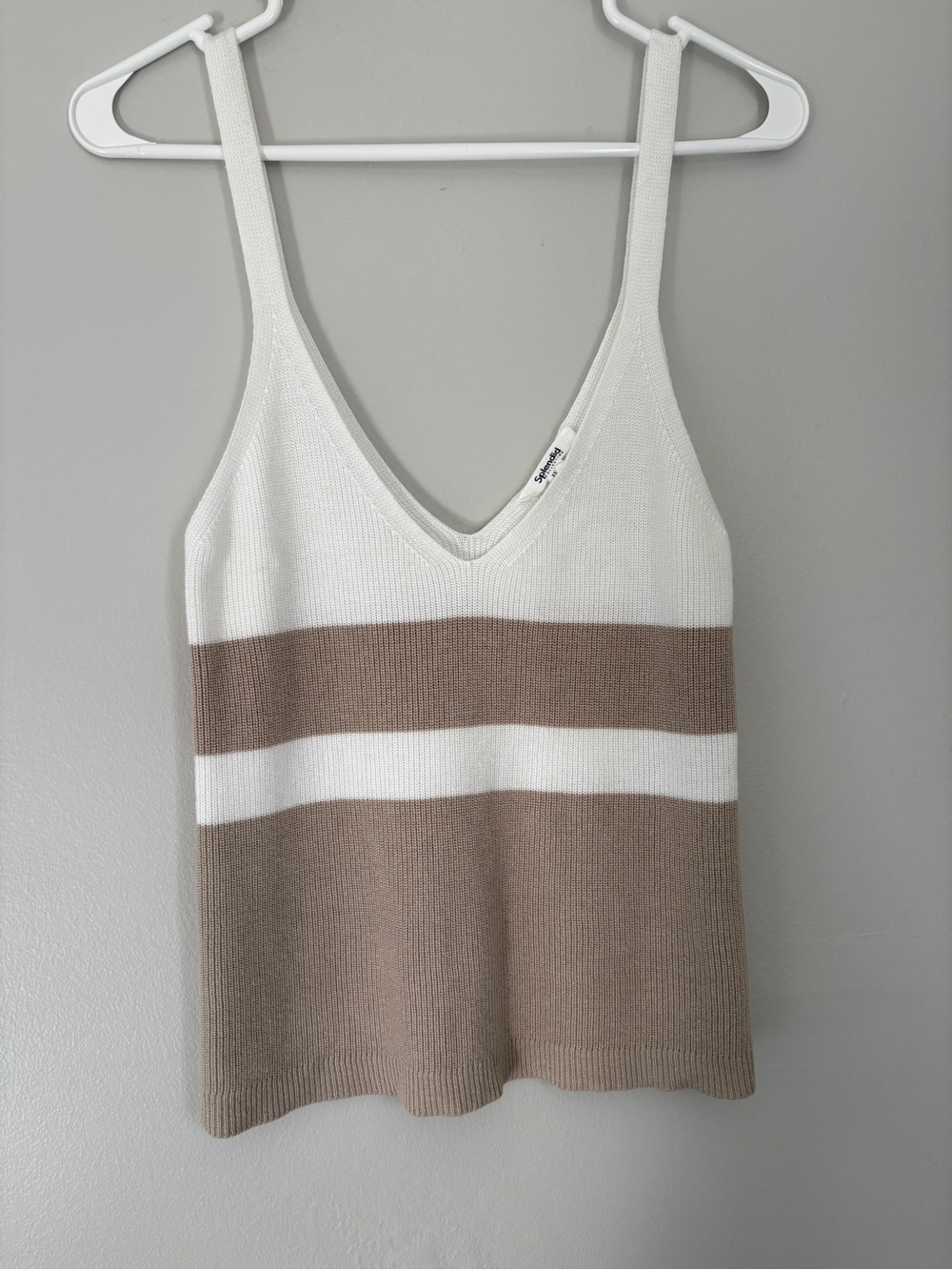 Cashmere Blend Striped Knit V-Neck Tank Top